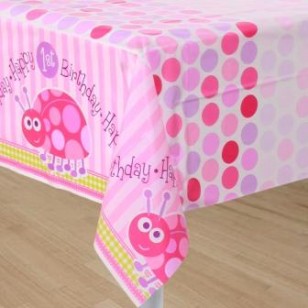 Ladybug Ladybird Happy 1st Birthday Plastic Tablecover